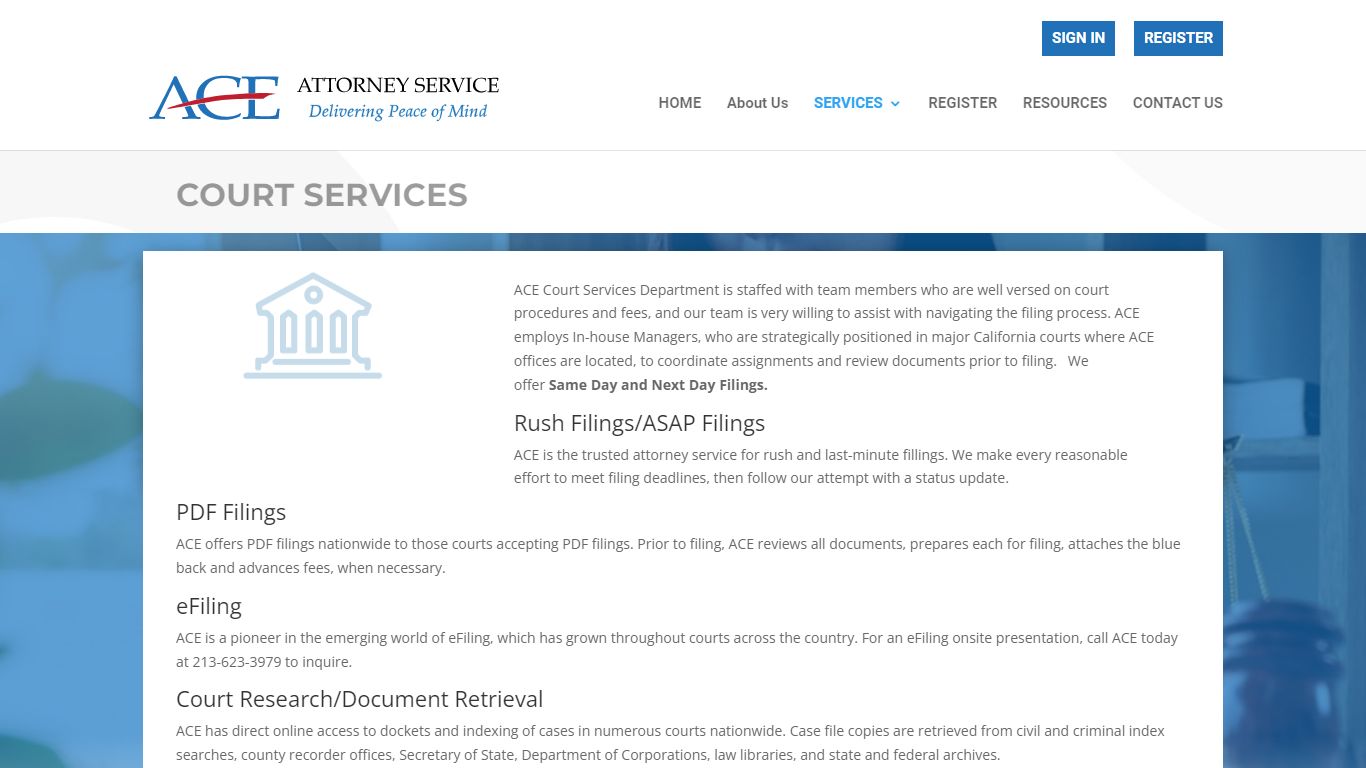 Court Services | Ace Attorney Service Inc.
