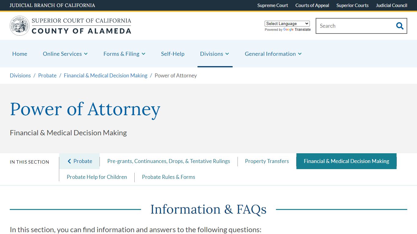 Powers of Attorney - County of Alameda - Superior Court of ...